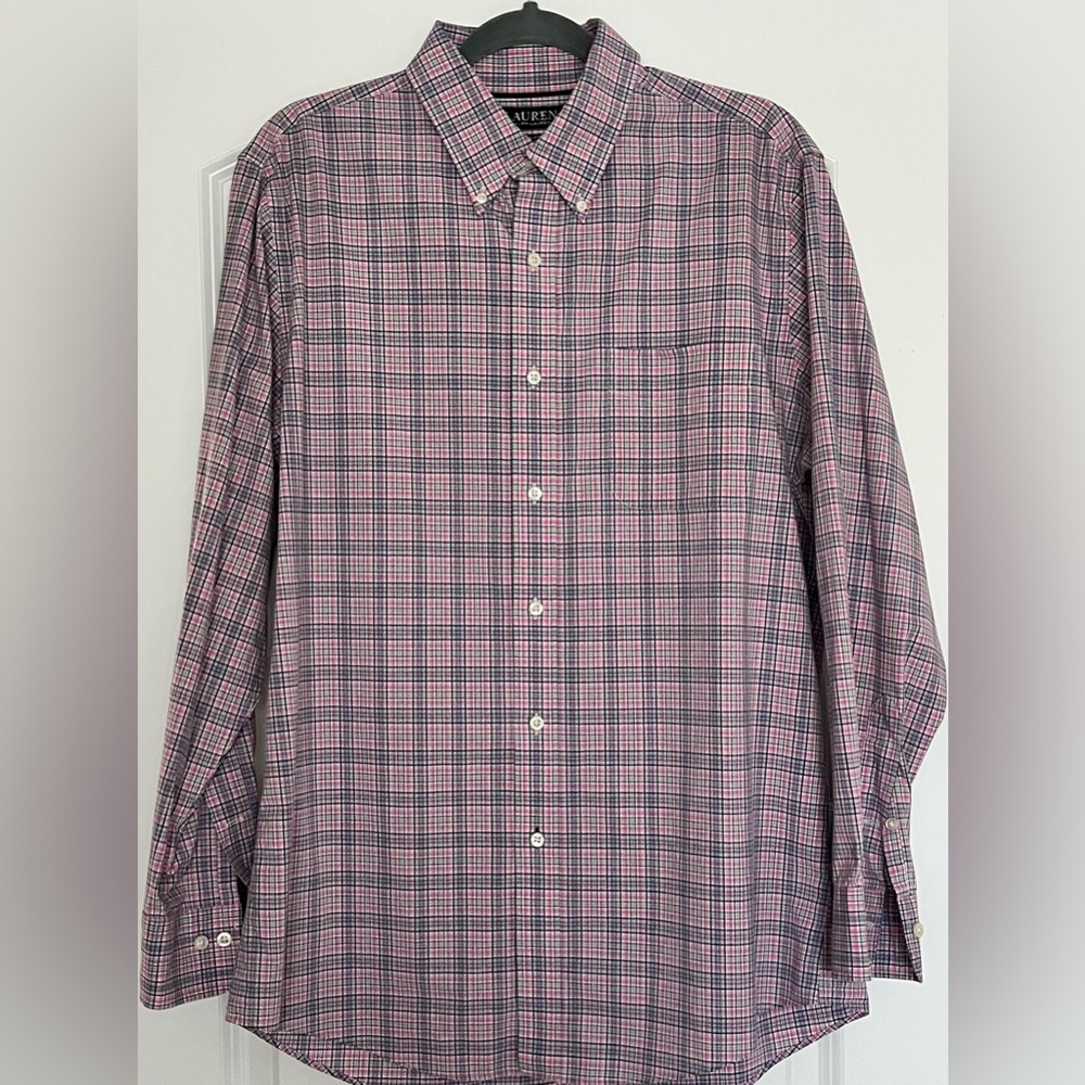 Ralph Lauren Black Label Shirt Mens Plaid 16 1/2 34/25 Slim Fit Stretch Non Iron